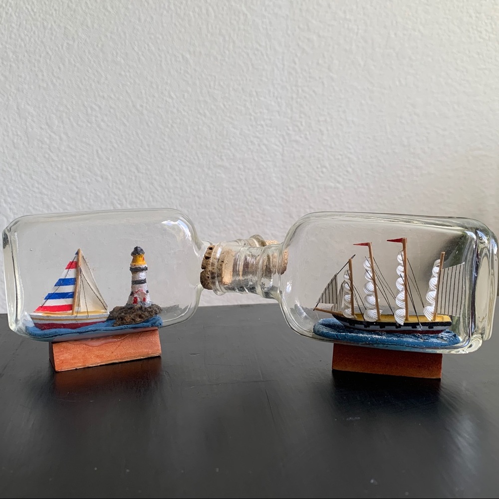 Home Decor Sea Ships In Bottle Set of 2